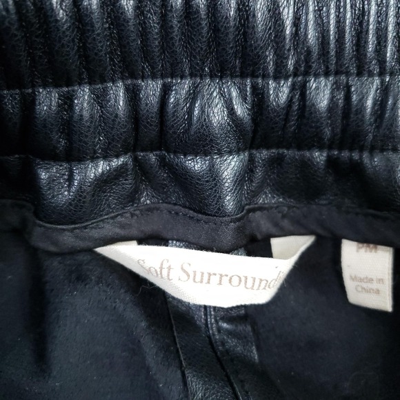 Soft Surroundings Pants Womens PM Black Faux Leather Cropped Wide Leg Pull On - Picture 10 of 15